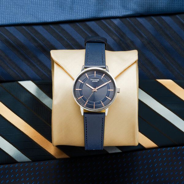 Sonata Poze Quartz Analog Blue Dial Blue Leather Strap Watch For Men - image number 0