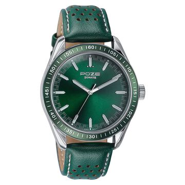 Sonata Poze Quartz Analog Green Dial Green Colour Leather Strap Watch For Men