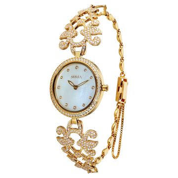 Titan Nebula Ashvi 18 KT Gold Quartz Analog White Mother Of Pearl Dial 18KT Gold Strap Watch For Women