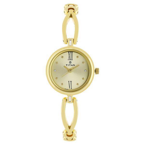 Titan Quartz Analog Champagne Dial Metal Strap Watch for Women - image number 0