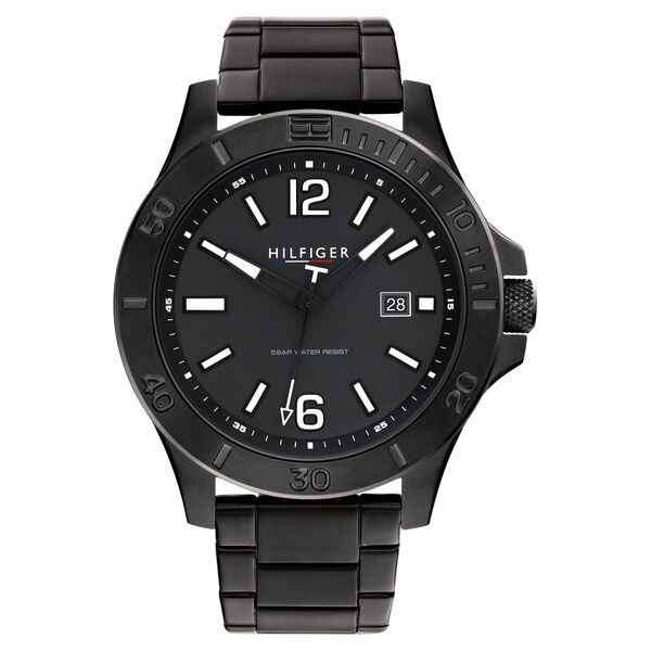 Tommy Hilfiger Quartz Analog Black Round Dial Black Stainless Steel Strap Watch For Men - image number 0