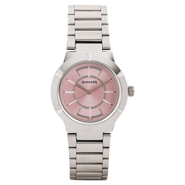 Sonata Professional Pink Dial Women Watch With Stainless Steel Strap - image number 0