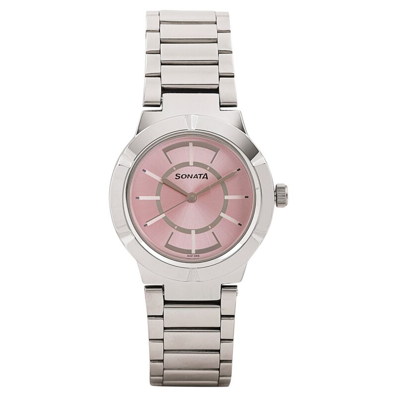 Buy Online Sonata Professional Pink Dial Women Watch With Stainless ...