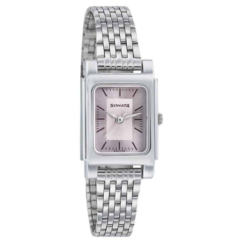 Sonata Essentials Pink Dial Women Watch With Stainless Steel Strap