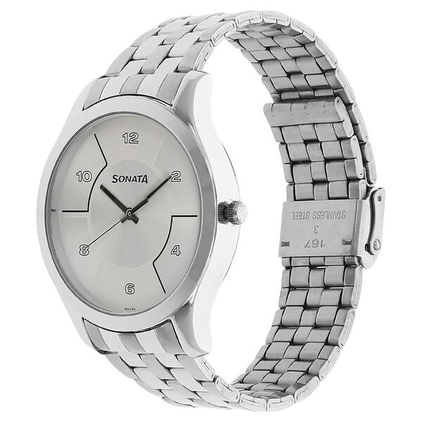Sonata Quartz Analog Silver Dial Stainless Steel Strap Watch for Men - image number 1