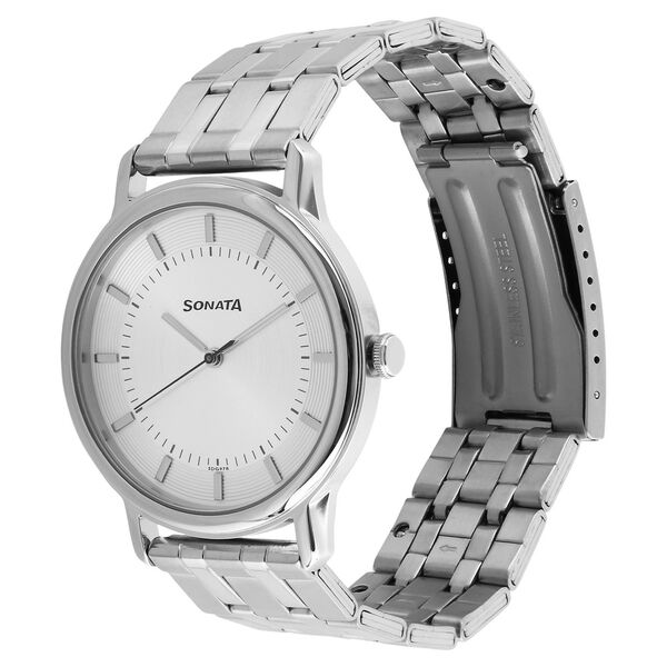 Sonata Quartz Analog Silver Dial Stainless Steel Strap Watch for Men - image number 1