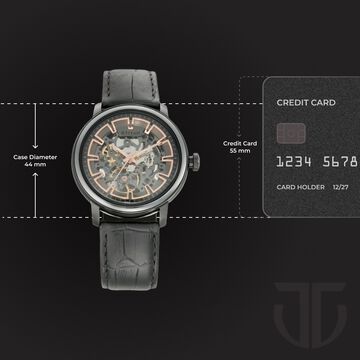 Titan Magnate Automatic Black Dial Black Leather Strap Watch for Men