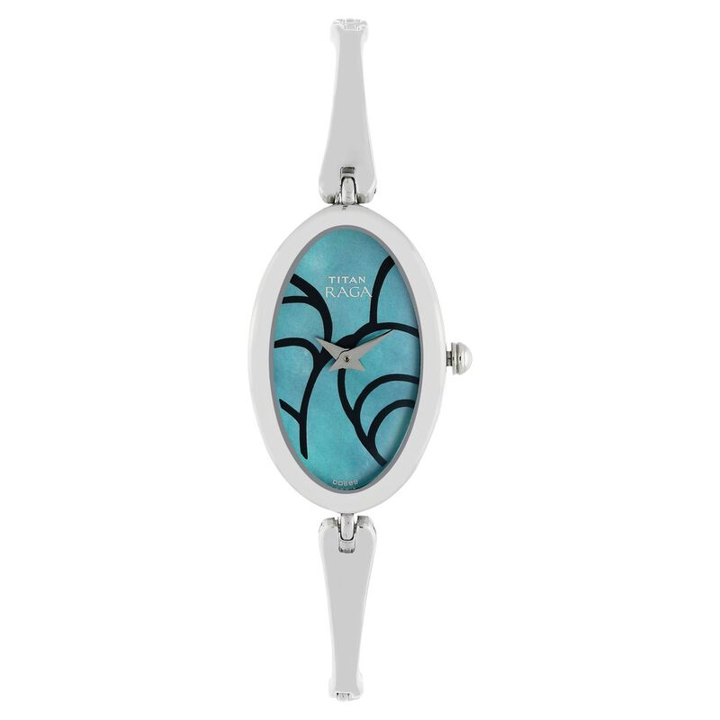 Titan Quartz Analog Green Dial Metal Strap Watch for Women