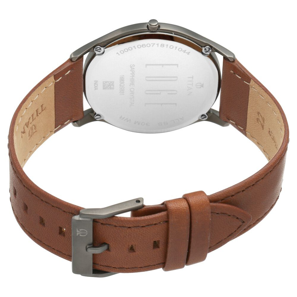 Buy Online Titan Edge Quartz Analog Anthracite Dial Leather Strap Unisex Watch 1683ql01 Titan
