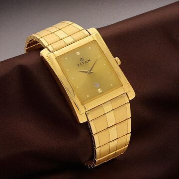 Titan Champagne Dial Analog with Date Metal Strap Watch for Men