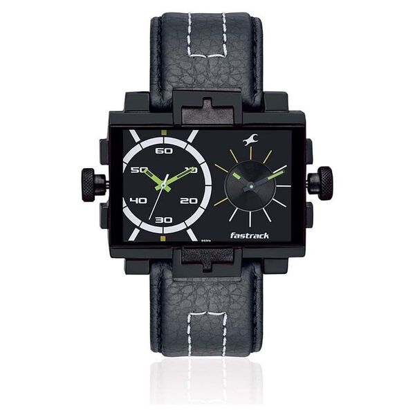 Fastrack Quartz Analog Black Dial Leather Strap Watch for Guys - image number 0
