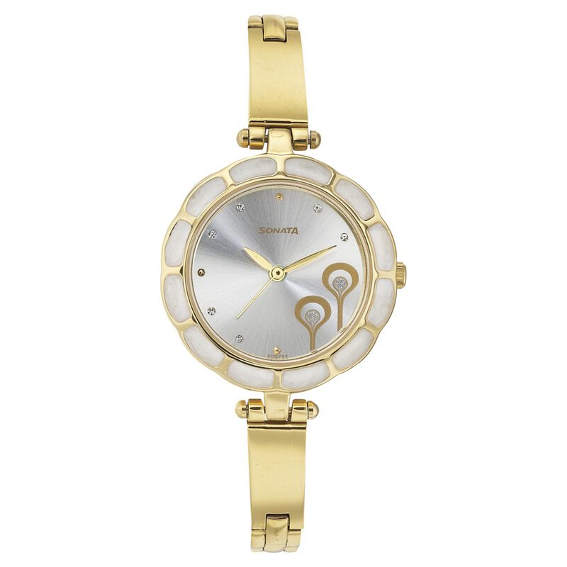 Sonata Quartz Analog Silver Dial Stainless Steel Strap Watch for Women