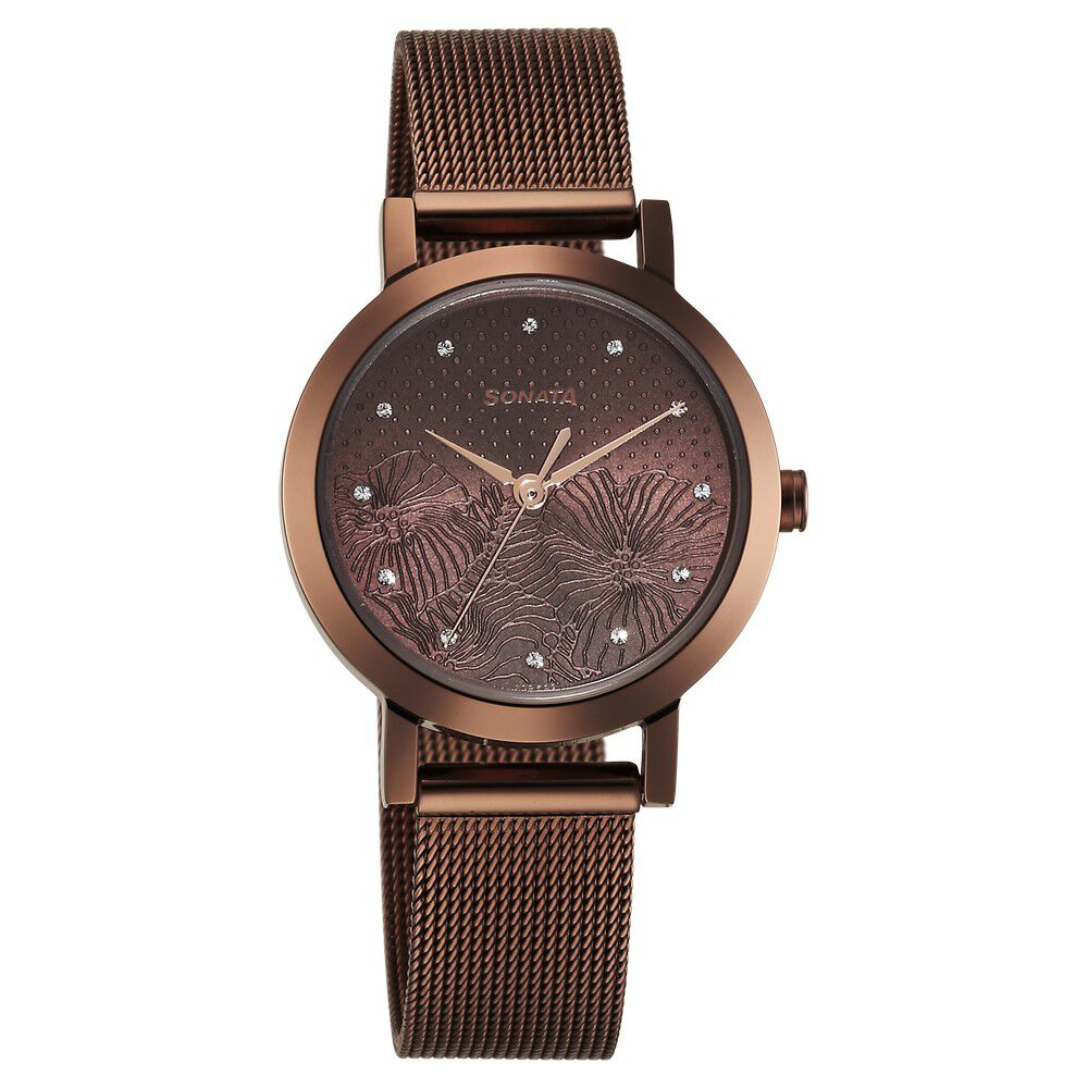 Sonata Quartz Analog Brown Stainless Steel Strap for Women-picture-16