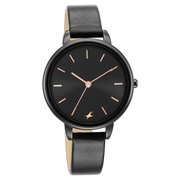 Fastrack Glitch Quartz Analog Black Dial Leather Strap Watch for Girls - image number 0