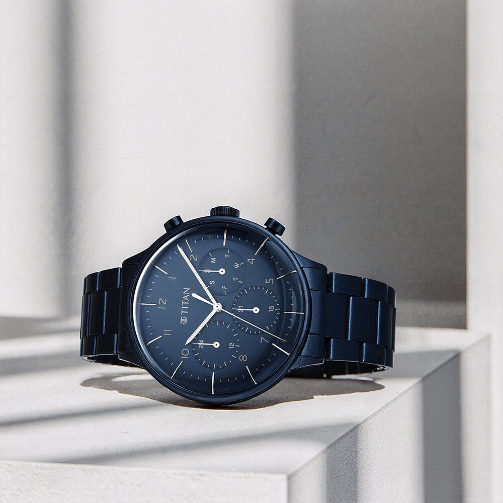 Buy Online Titan Urban Magic Blue Dial Multial Stainless Steel