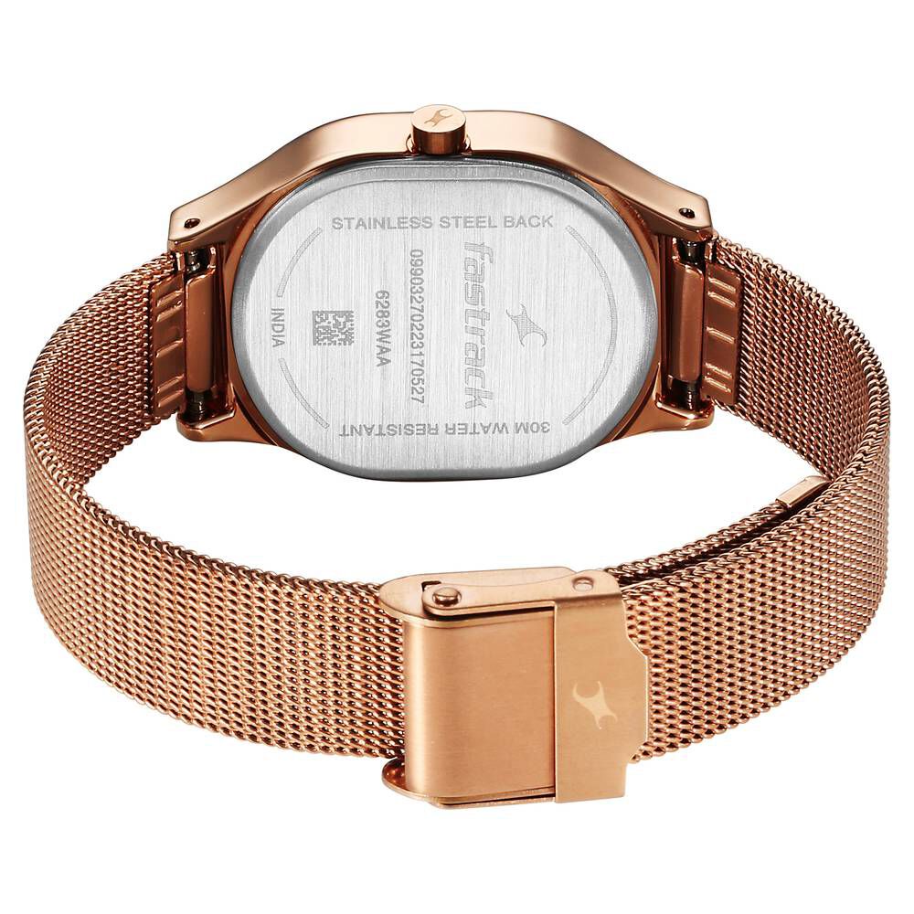 Buy Online Fastrack Snob X Rose Gold Dial Stainless Steel Strap