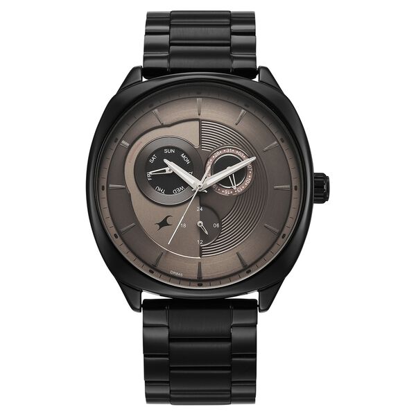 Fastrack Tick Tock Quartz Multifunction Brown Dial Stainless Steel Strap Watch For Guys - image number 0