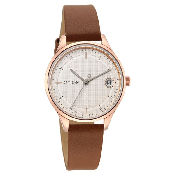 Titan Workwear Silver Dial Women Watch With Leather Strap - image number 1