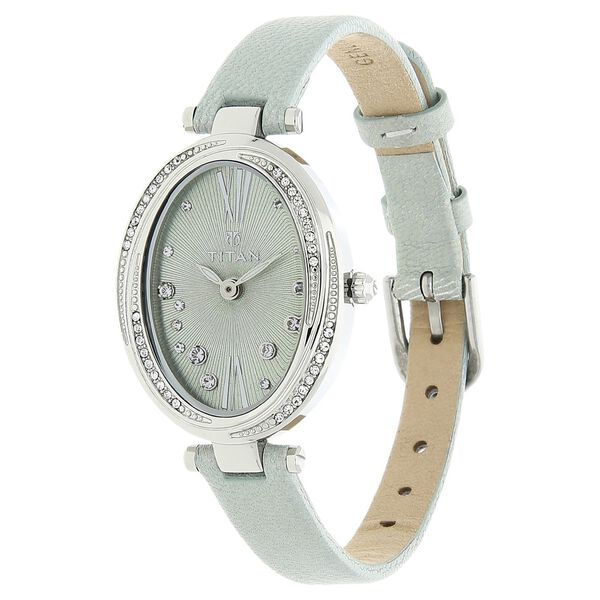 Titan Quartz Analog Green Dial Leather Strap Watch for Women - image number 1
