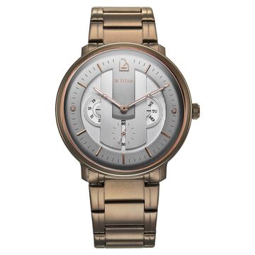 Titan Quartet Grey Dial Quartz Multifunction Stainless Steel Strap watch for Men