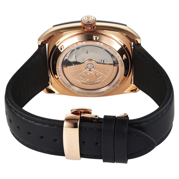 Titan Grandmaster X Gukesh Dommaraju Special Edition Tiger Eye and Black Agate Dial Premium Leather Strap Watch for Men - image number 6