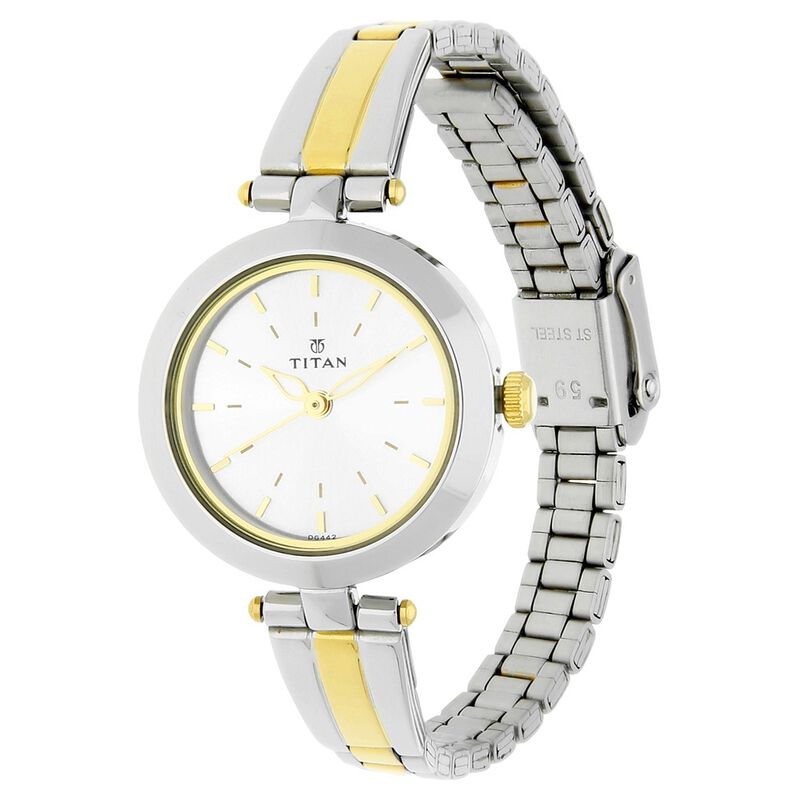 Buy Online Titan Karishma Silver Dial Women Watch With Stainless Steel ...