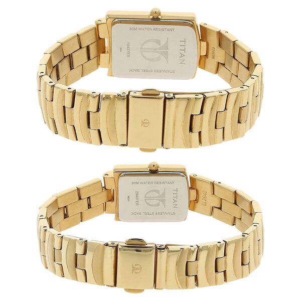 Titan Quartz Analog with Date White Dial Stainless Steel Strap Watch for Couple - image number 3