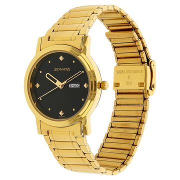 Sonata Quartz Analog Black Dial Stainless Steel Strap Watch for Men