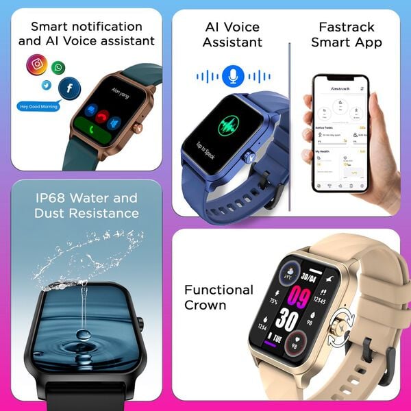 Fastrack Revoltt FS1 Smart Watch 1.85'' UltraVU Display Blazing Fast UI Working Crown AI Voice Assistant - image number 6