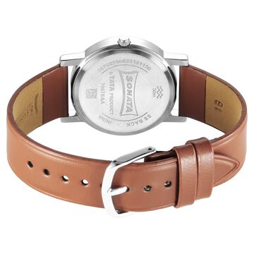 Sonata Classic Quartz Analog Green Dial Brown Leather Strap Watch for Men