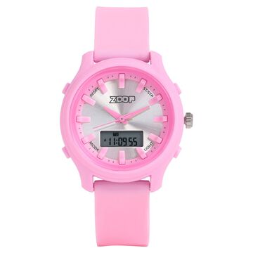 Zoop Ana-Digi Watch with Silver Dial & Pink Strap for Girls Kids, from House of Titan