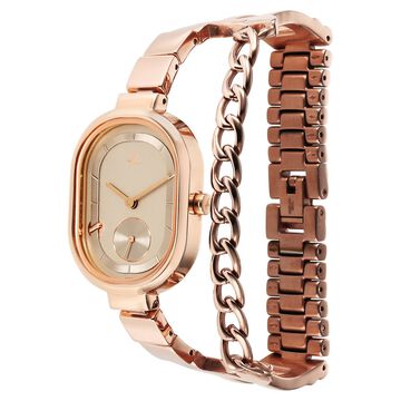 Fastrack Maximinimal Quartz Analog Grey Dial Stainless Steel Strap Watch for Girls
