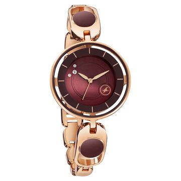 Fastrack Pulse Quartz Analog Brown Dial Metal Strap Watch For Girls
