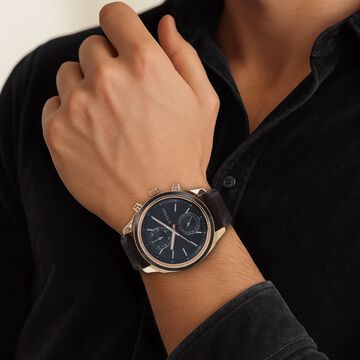 Titan Quartz Multifunction Blue Dial Leather Strap Watch for Men