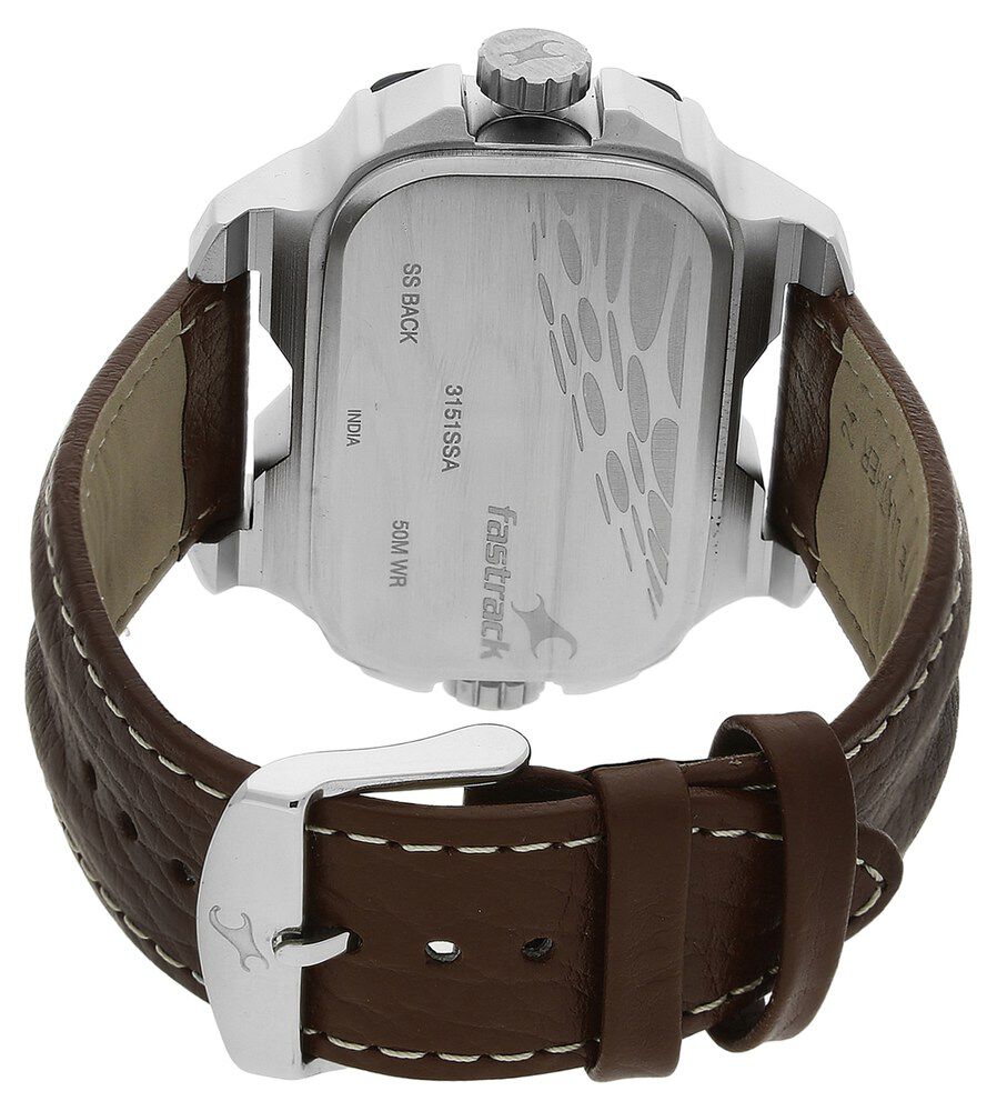 Buy Online Fastrack Quartz Analog Green Dial Leather Strap Watch