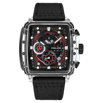 Police Quartz Chronograph Black Dial Multicoloured SILICONE Strap Watch For Men
