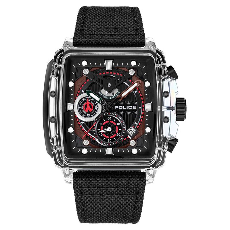 Police Quartz Chronograph Black Dial Multicoloured SILICONE Strap Watch For Men