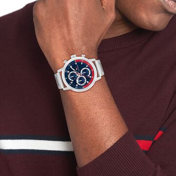 Tommy Hilfiger Quartz Multifunction Blue Dial Silver Stainless Steel Strap Watch For Men