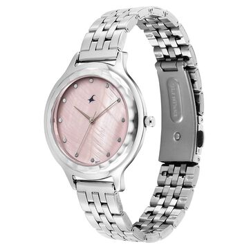 Fastrack Stunners X Quartz Analog Pink Dial Stainless Steel Strap Watch For Girls