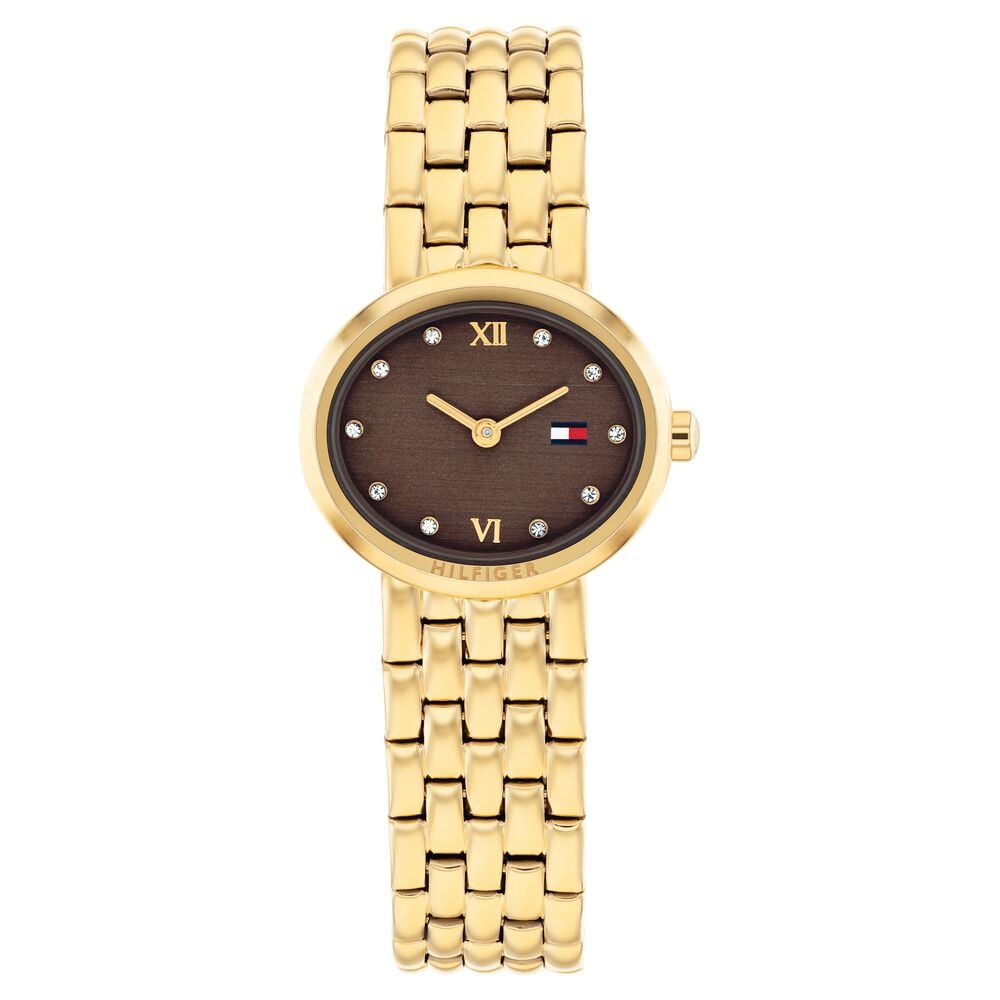 Tommy Hilfiger Quartz Analog Brown Dial Golden Stainless Steel Strap Watch For Women-image-8
