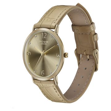 Sonata Poze Quartz Analog Golden Dial Leather Strap Watch for Women