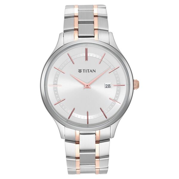 Titan Classique Slimline Silver Dial Analog with Date Stainless Steel Strap watch for Men - image number 1