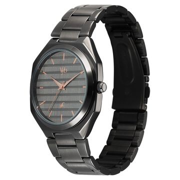 Vyb Horizon By Fastrack Quartz Analog Grey Dial Grey Stainless Steel Strap Watch For Guys