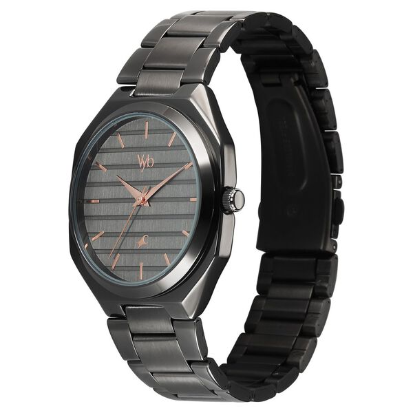 Vyb Horizon By Fastrack Quartz Analog Grey Dial Grey Stainless Steel Strap Watch For Guys - image number 4