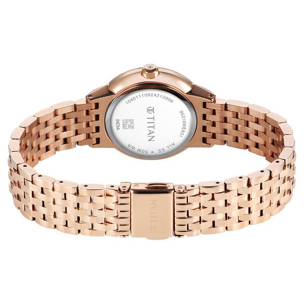 Titan Glamour Quartz Analog Mother Of Pearl Dial Rose Gold Stainless Steel Strap Watch For Women - image number 4