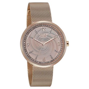Sonata Poze Quartz Analog Rose Gold Dial Mesh Strap Watch for Women