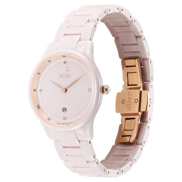 Xylys Swiss Analog with Date Pink Ceramic Strap and Dial Watch For Women - image number 2