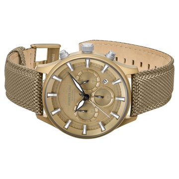 Kenneth Cole Quartz Chronograph Khaki Dial Brown Nylon Strap Watch For Men