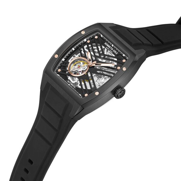 Kenneth Cole Automatic Black Dial With Black Silicone Strap Watch For Men - image number 3
