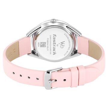 Fastrack Vyb Spotlight Quartz Analog Two Toned Dial Pink Leather Strap Watch For Women